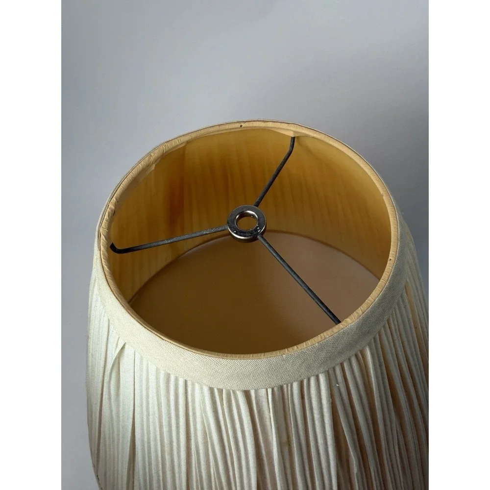 Vintage Ivory Pleated Fabric Large Lamp Shade 12x16